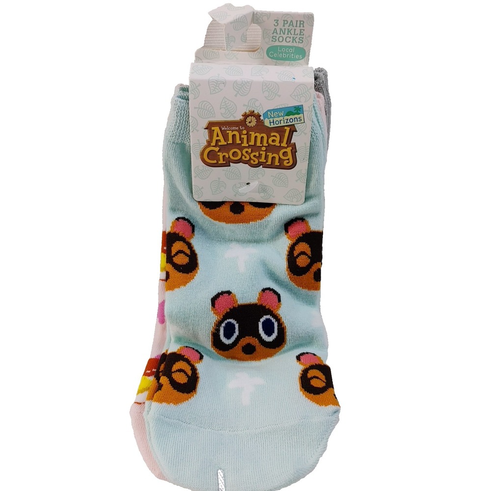 Animal Crossing New Horizons 3 Pair Ankle Socks Shoe Size Men 5-8 Women 5-10